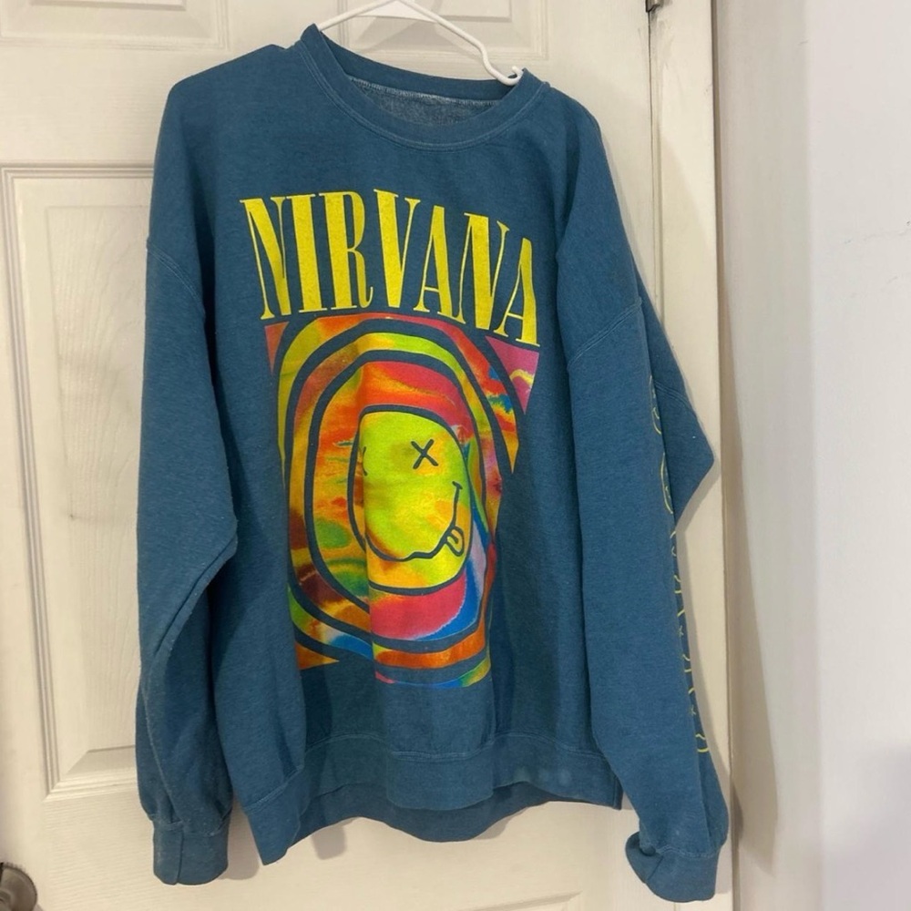 Urban Outfitters Teal Nirvana Graphic Sweatshirt